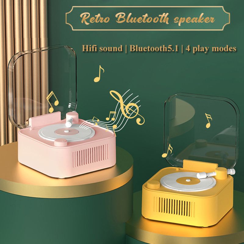 Home Cinema Bluetooth 5.1 - Retro Bluetooth-Lautsprecher tragbare Vintage CD-Player Design