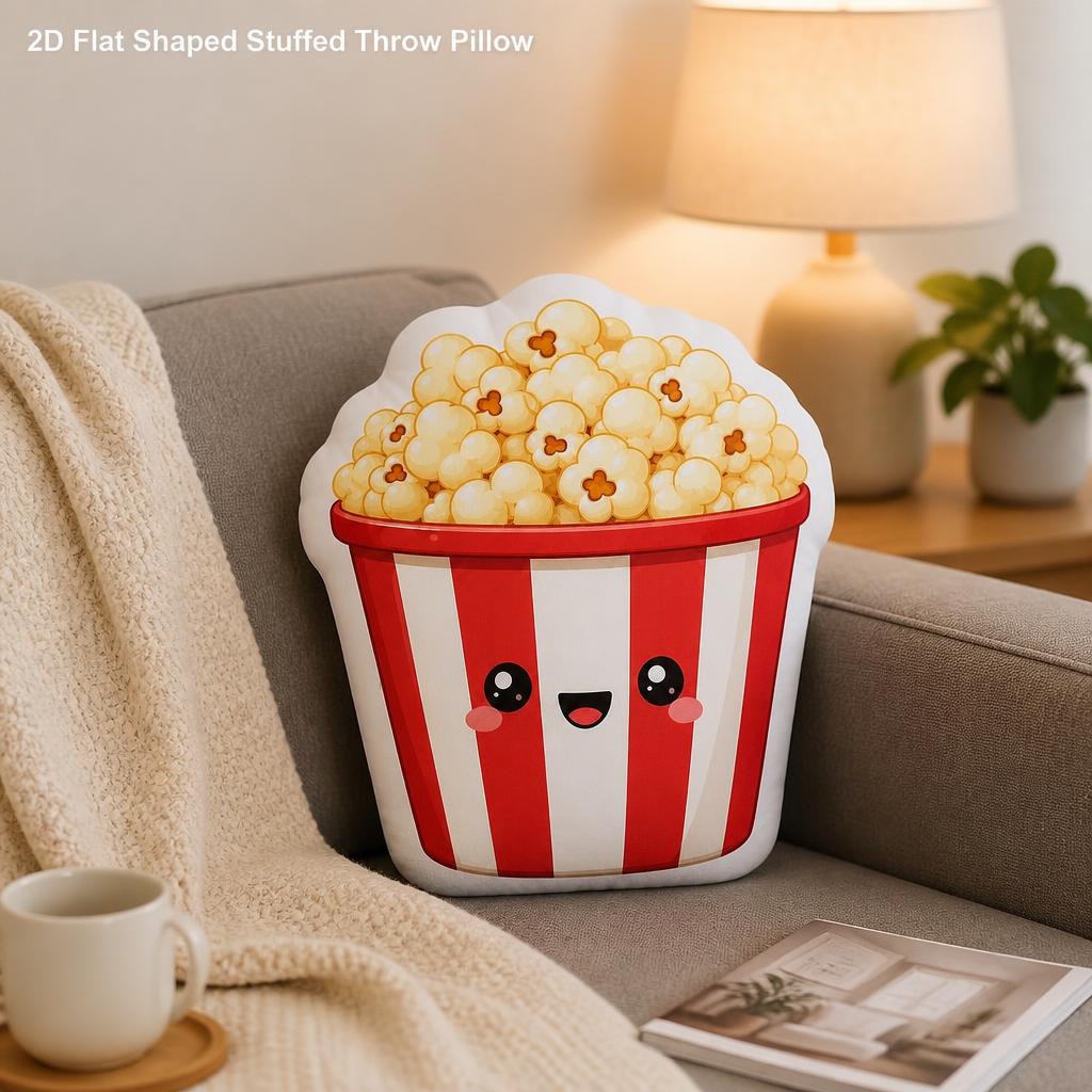 Home Cinema Food - Niedliches Popcorn Kawaii Kino-Snack Plüschkissen Unregelmäßiges