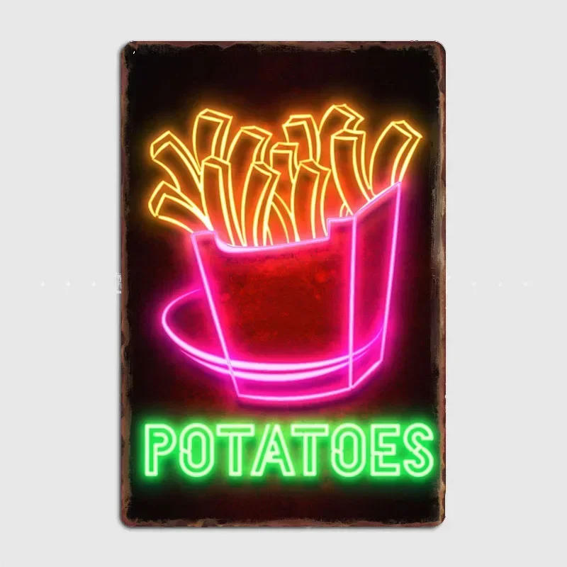 Home Cinema Food - Kartoffeln Essen Neon Zeichen Retro Vintage