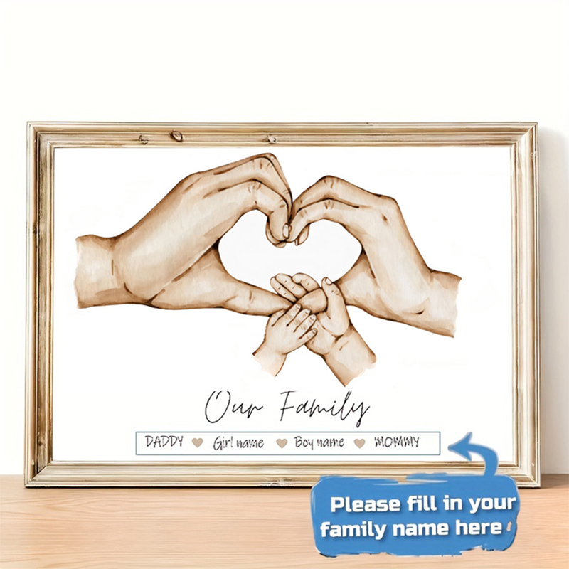 Home Cinema Wall Art - Personalisiertes individuelles Familienhandposter mit Namen, Leinwandgemälde,