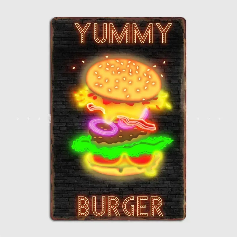 Home Cinema Food - BURGER Essen Neon Schild Metall Zeichen