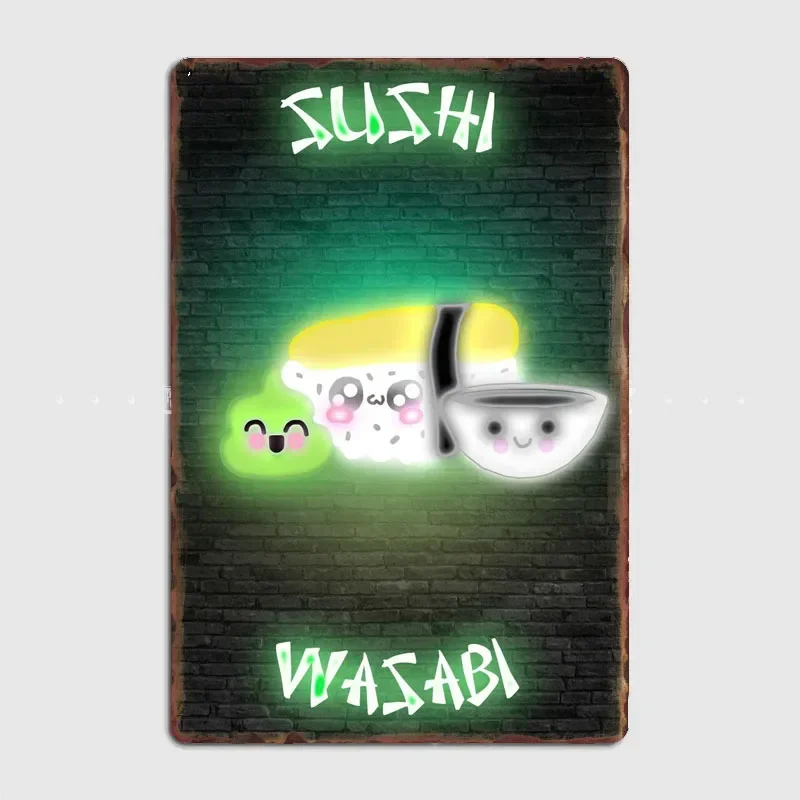 Home Cinema Food - Sushi Wasabi Essen Neon Schild Metall