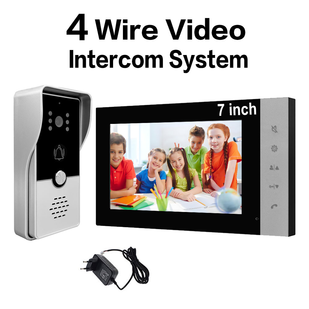 Home Cinema Wall Panels - 4-Draht 7-Zoll Kabelgebundene Video-Türklingel mit Unterstützung