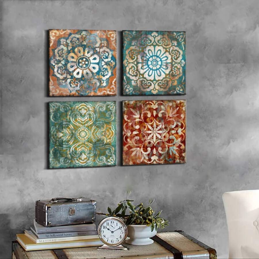 Home Cinema Wall Art - 4 stück Mandala Vintage Blumen Poster