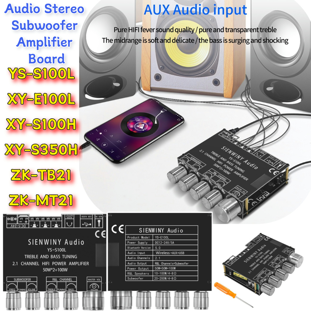 Home Cinema Bluetooth 5.1 - 2.1 3-Kanal Power Bass Verstärkerplatine 50WX2