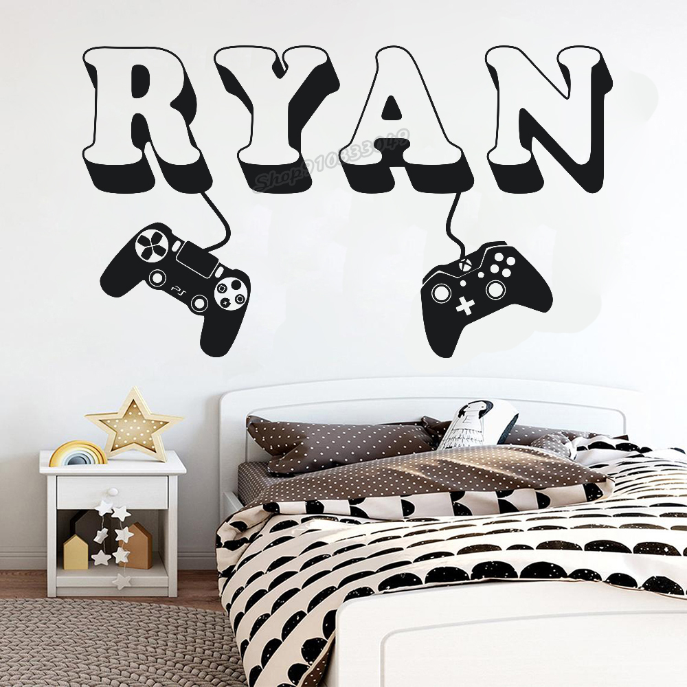 Home Cinema Wall Panels - Gamer Wandaufkleber Benutzerdefinierter Name Controller Videospiel