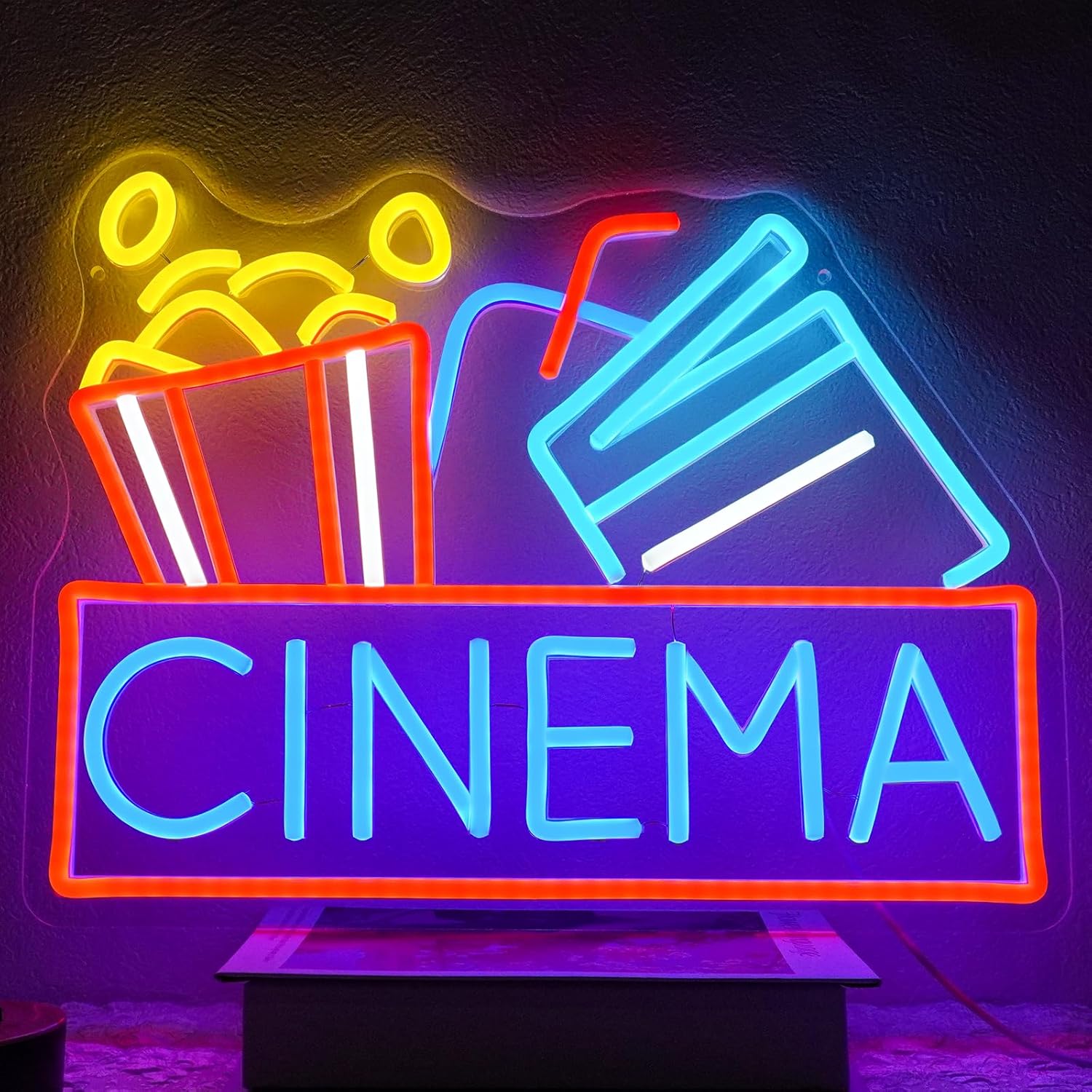 Home Cinema Food - Popcorn Neon-Schild Dimmbares LED-Neonlicht für Heimkino,