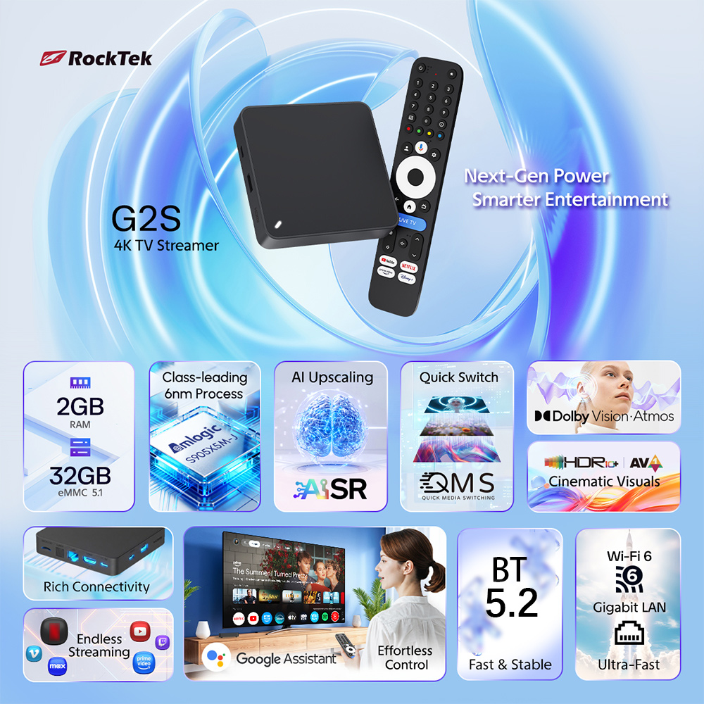 RockTek G2S UHD Google TV Box  – Home Cinema Google Bewertung und Preis