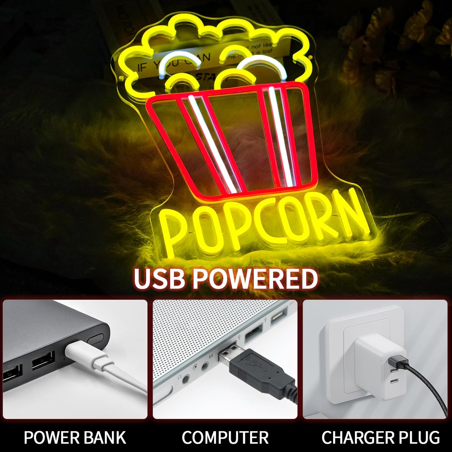 Popcorn Neon-Schild Dimmbares  – Home Cinema Food Bewertung und Preis