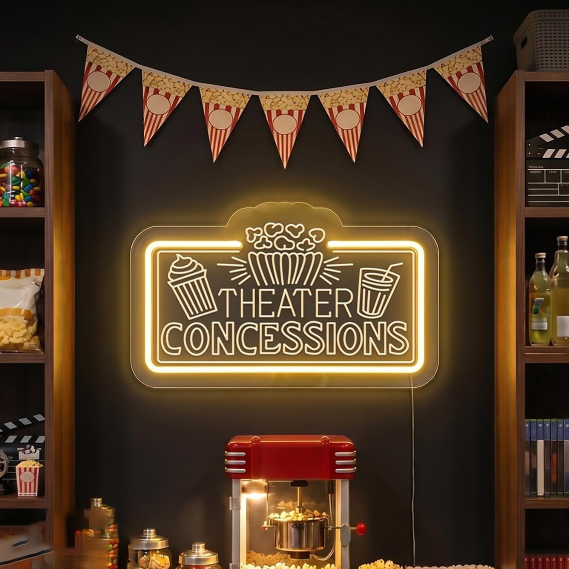 Neon-Schild für Kino-Konzessio – Home Cinema Food Bewertung und Preis