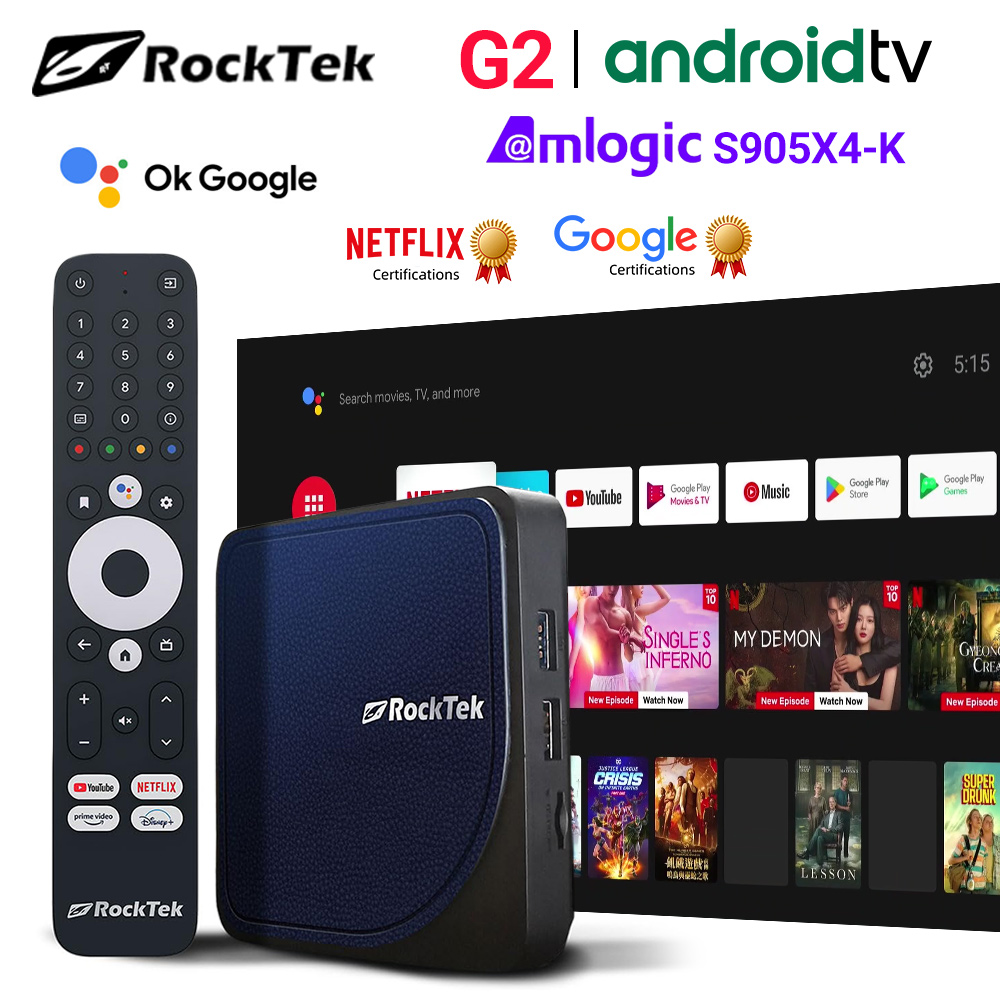 RockTek G2 4K AndroidTV 14-Str – Home Cinema Google Bewertung und Preis
